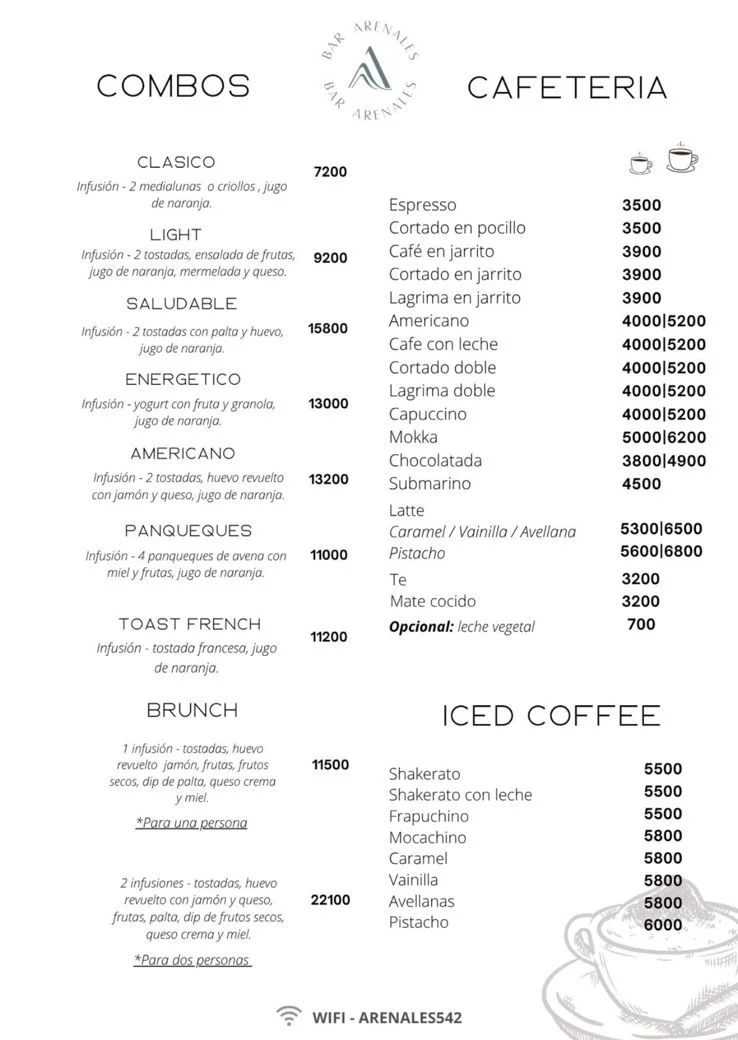 Menú Cafetería página 1