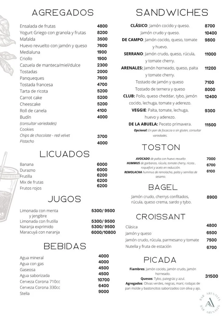 Menú Cafetería página 2