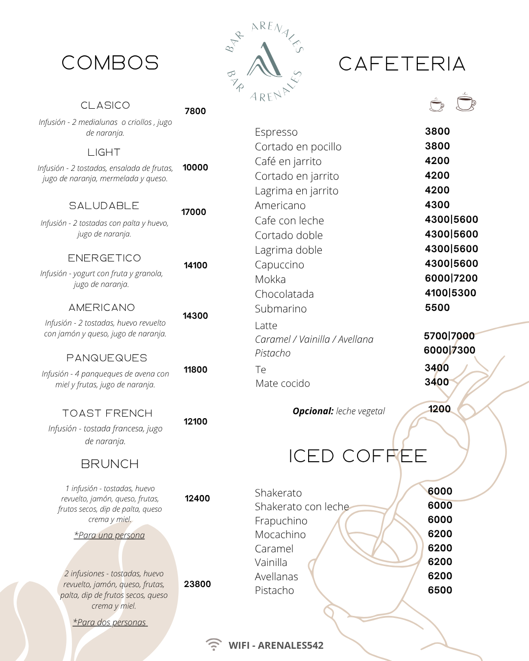 Carta Cafetería Página 1