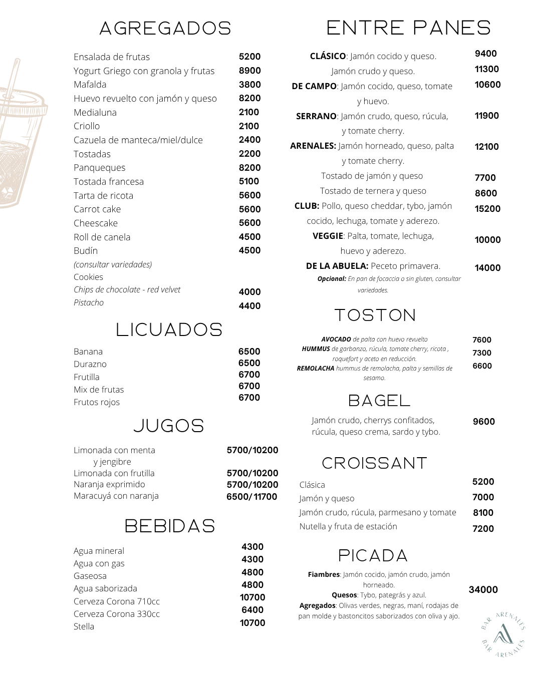 Carta Cafetería Página 2