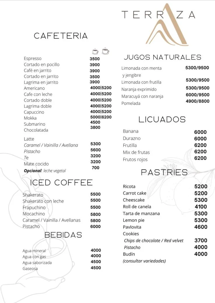 Menú Terraza página 1